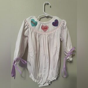 Little Bear Smocks Valentine Heart Smocked Bubble